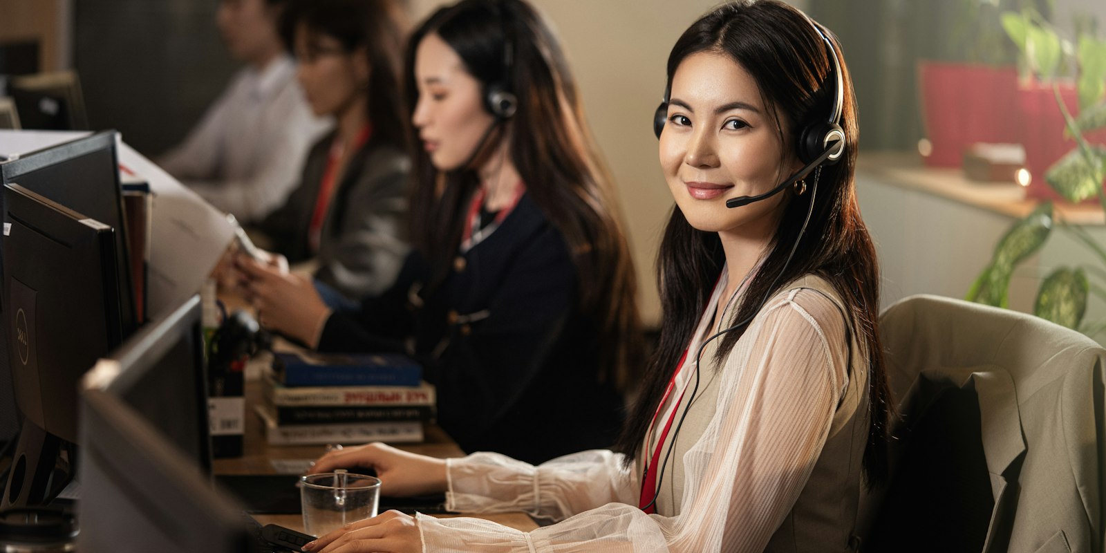 IT help desk support technician wearing a headset